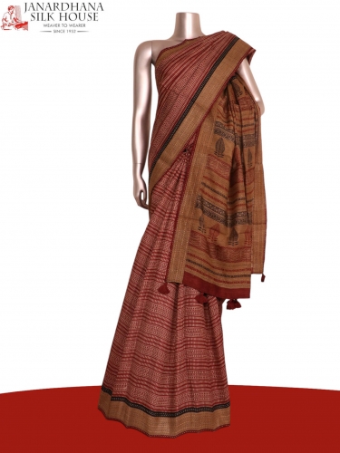 Pure Floral Zari Tussar Silk Saree